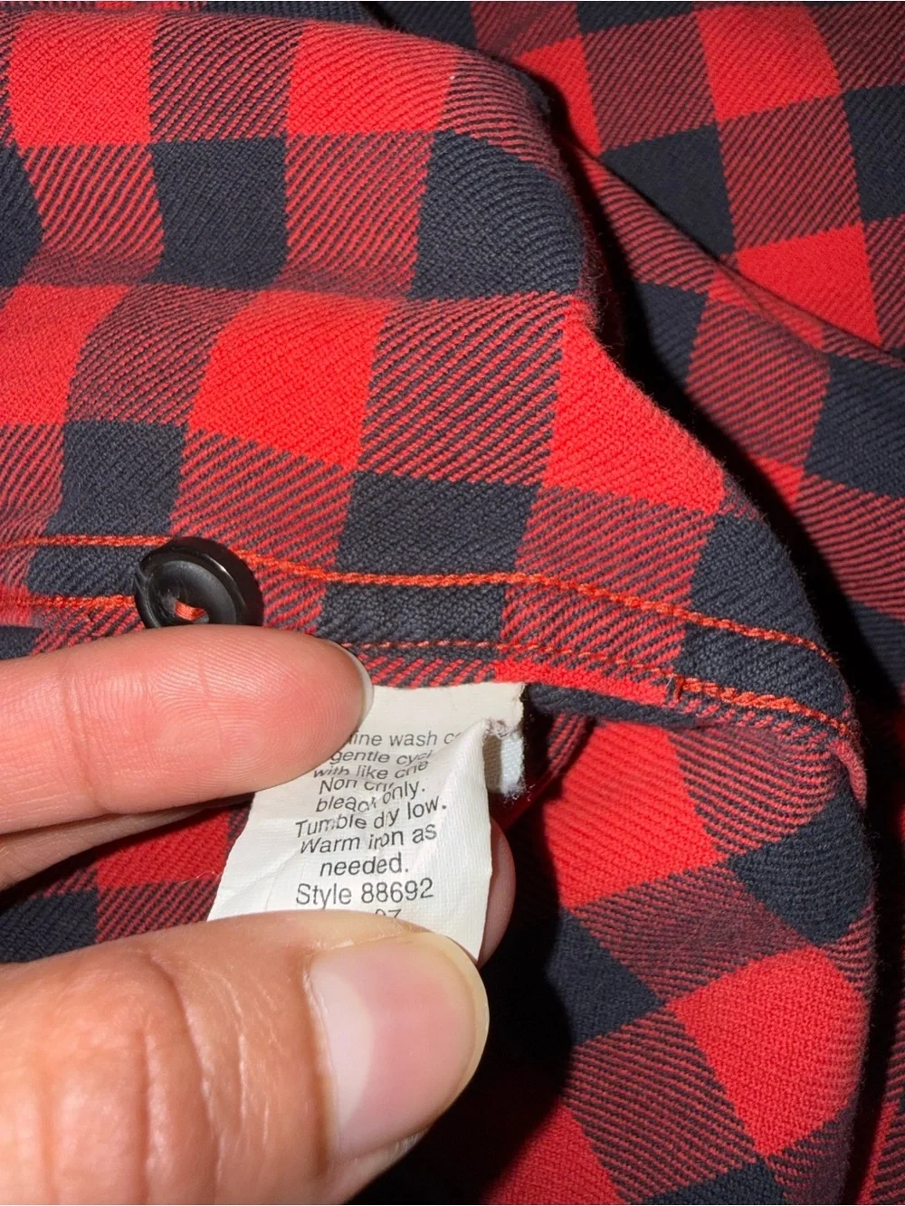 Red Black Plaid Button-Front Shirt